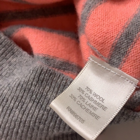 Rebecca Taylor Small Puff 3/4 Sleeve wool cashmere pullover sweater coral grey - Picture 5 of 7